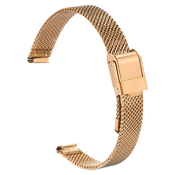Uxcell Stainless Steel Mesh Watch Band 10mm Quick Release Adjustable Metal Replacement Watch Strap for Men Women, Rose Gold