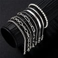 thumbnail image 5 of Pulsera de Chian de cuerda trenzada para hombre y mujer, cadena cubana, Hip Hop, Punk, cuentas de Color dorado, regalos de joyería de moda, 8 piezas, 5 of 5