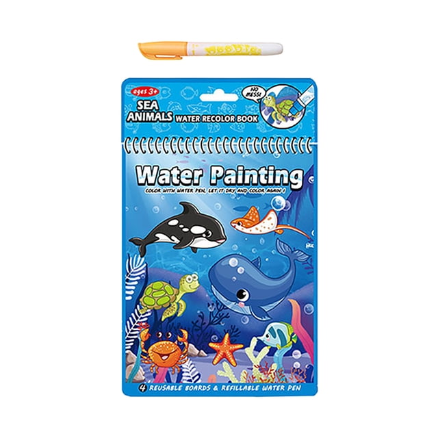 Libro De Actividades Acuáticas Libro De Colorear Reutilizable Con Rotulador De Agua Colorear Sin Ensuciar Para Niños Pequeños Libros De Colorear Con Pintura De Agua Para Niños Pequeños 1 3