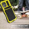 thumbnail image 6 of Dteck Full Body Protection Case for iPhone 16,Aluminum Military Grade Rugged Case with Stand Built-in Screen Protector Shockproof Kickstand Cover for iPhone 16,Yellow, 6 of 9