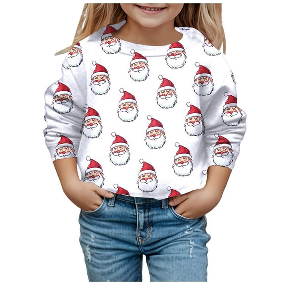 Zshosam Cute Christmas Sweatshirts for Teens Toddler Baby Girl Boy Outfit Crewneck Christmas Sweatshirt Long Sleeve Sweater Shirt Pullover Top Fall Clothes Size 10T 11T,(White 10-11 Years)