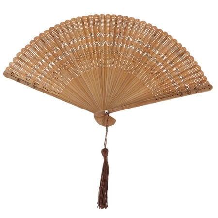 

Bamboo Vintage Fan Silk Handheld Foldable Fan Elegant Gift for Women Ladies (Brown)