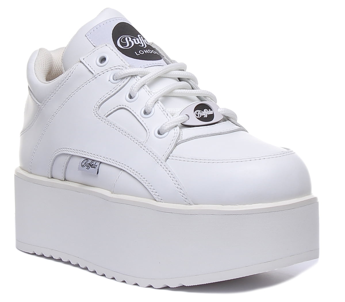 Ovenstående Bar Nord Buffalo 1533068 Women's Lace Up Leather Platform Sneakers In White Size 8.5  - Walmart.com