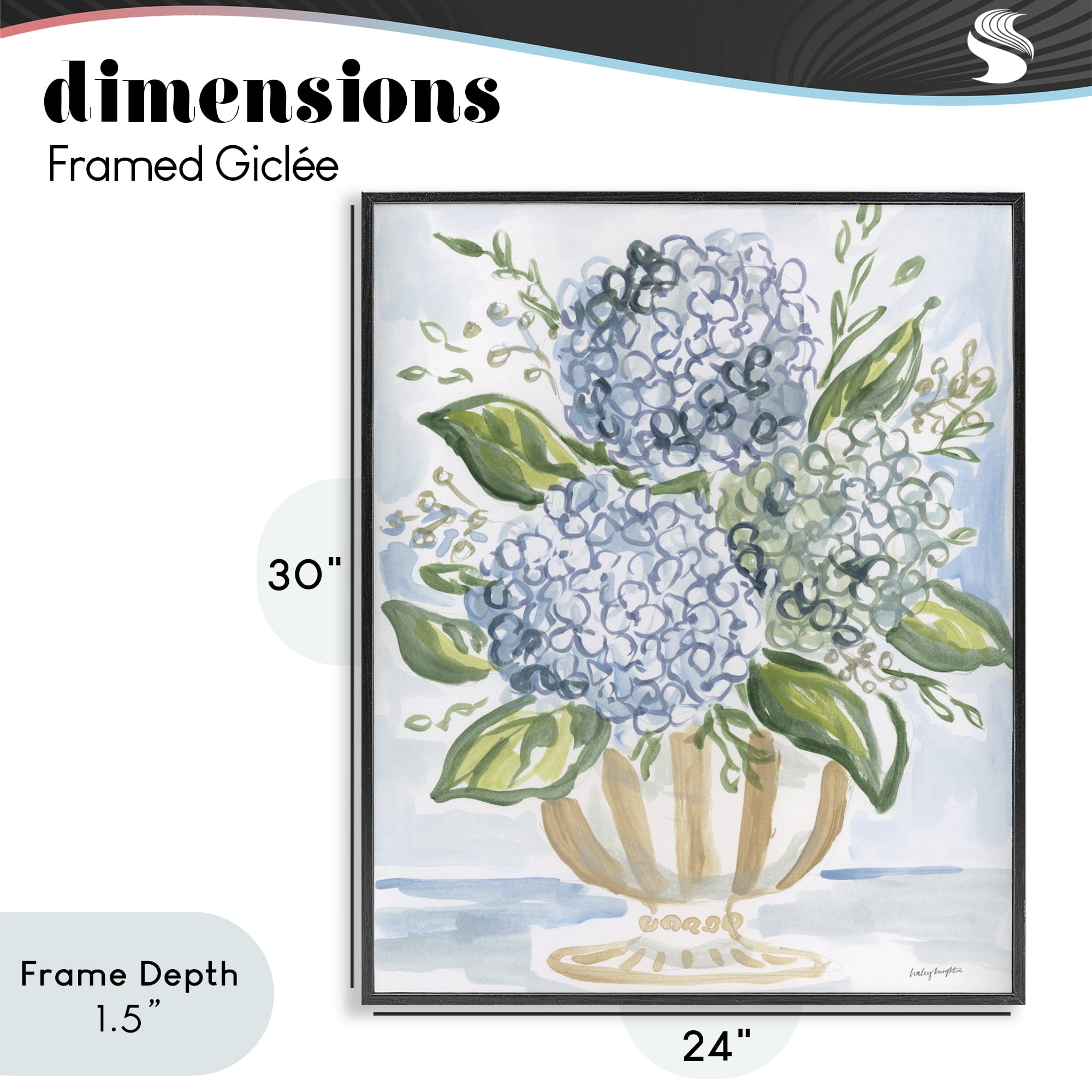Stupell Industries Serena Pastel Hydrangea Bouquet Black Framed Giclee Art, design by Haley Knighten