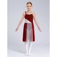 thumbnail image 3 of IEFIEL Kids Girls Sleeveless Color Block Dance Dress Asymmetrical Shoulder Mesh Camisole Leotard Ballet Lyrical Dancewear Red 6, 3 of 6