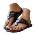 thumbnail image 2 of Mostsola Womens Trendy Flower Rhinestone Flat Sandals Casual Lightweight Flip Flops Summer Slides, 2 of 9