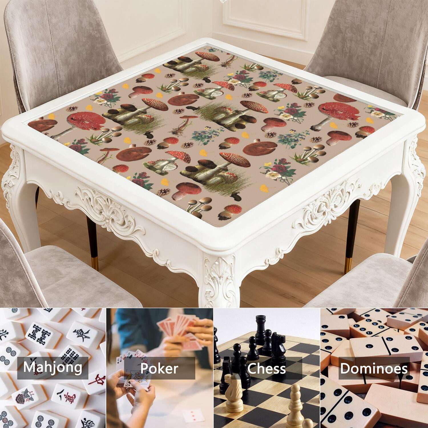 Plants Inspired Game Table Mat Measuring 31.5x31.5 Inches Made of Rubber Material with Anti-Slip Non-Slip Backing and Noise Reducing Qualities for Tiles Cards