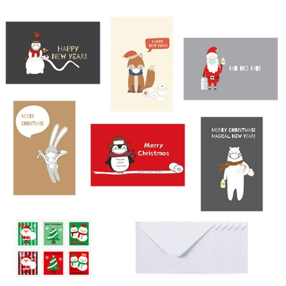 jovati Christmas Card Set Santa Claus Cute Animal Diamond Painting Holiday Card