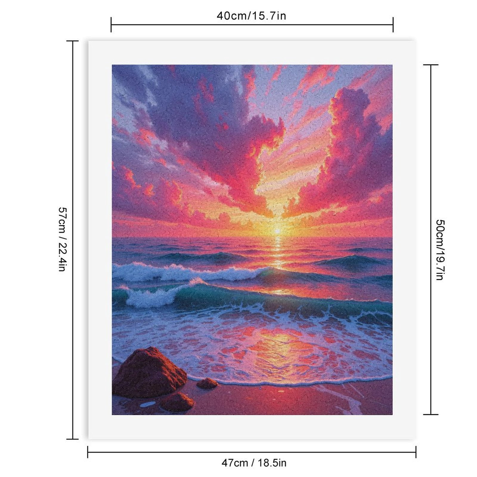 Paint By Numbers Kit for Adults Beginner - DIY Sunset Ocean Waves Beach Serenity Canvas Painting Kits for Adults, Frameless Paint By Number for Adults for Home Wall Decor 16x20 Inch