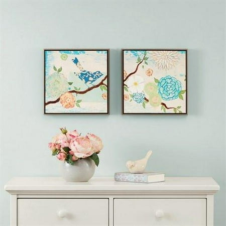 Intelligent Design Blooming Florals Gel Coat Deco Box 2 Piece Set Blue 12x12x152