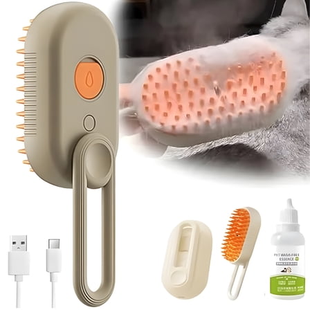 ACDANC Cat Steam Brush – 3-In-1 Self-Cleaning Pet Grooming Tool with Spray & Hair Removal for Dogs & Cats Pet Steam Brush for Cat