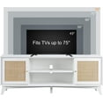 thumbnail image 4 of OKD Rattan TV Stand for a 75-inch TV，Wood TV Console Entertainment Center with 2-Door for Living Room, Solid White, 4 of 7