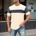 thumbnail image 2 of JAJAHO Men's Short Sleeve T Shirt Waffle Summer Top Color Block Crew Neck Pullover Sports Casual Top Loose Fit Graphic Tee Stylish Tops, 2 of 4