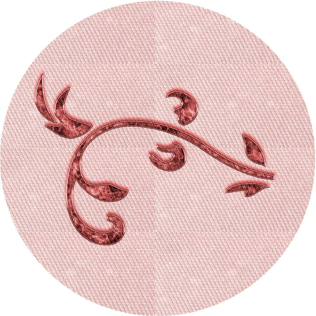 Ahgly Company Machine Washable Indoor Round Transitional Pastel Red Pink Area Rugs, 3' Round