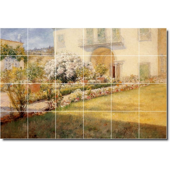 Ceramic Tile Mural-William Chase Village Painting 129. 72" w x 48" h using (24) 12 x 12 ceramic tiles