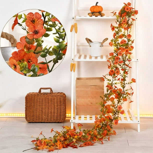 Decoración de flores de seda, adornos navideños, enredaderas artificiales de flores de otoño para Acción de Gracias, enredaderas violetas simuladas de 180 cm de largo con 118 flores para fiestas en el