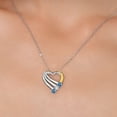 thumbnail image 3 of 925 Silver and 10K Yellow Gold Persian Blue Moissanite and White Created Sapphire and White Lab Grown Diamond Heart Pendant for Women | 0.81 Cttw | Gemstone Birthstone | With 18 inch Chain, 3 of 6