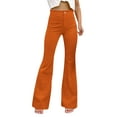thumbnail image 1 of Pantalones acampanados de pana para mujer - Cintura elástica, corte holgado informal, para todas las ocasiones, 1 of 7