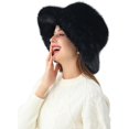 thumbnail image 3 of Women's Faux Fur Bucket Hats Fluffy Winter Warm Ladie's Unique Wide Brim Fisherman Cap, 3 of 12