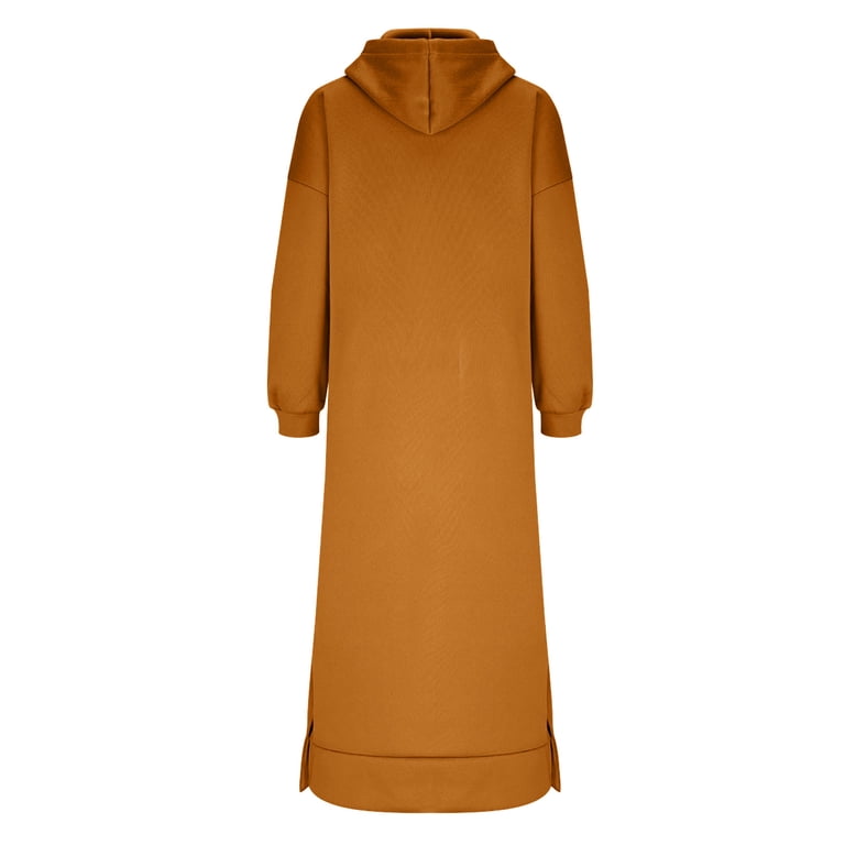 Tumotour Knitted Hoodie Dress For Women Fall Pullover Dress Solid Color Crew Neck Long Sleeve Full Length Sweatshirt Dress With Pockets Tumotour Knitted Hoodie Dress For Women Fall Pullover Dress Solid Color Crew Neck Long Sleeve Full Length Sweatshirt Dress With Pockets