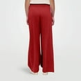thumbnail image 4 of Nestiefly Womens Elastic High Waisted Palazzo Pants Casual Wide Leg Long Lounge Pant Trousers with Pocket Red S, 4 of 6