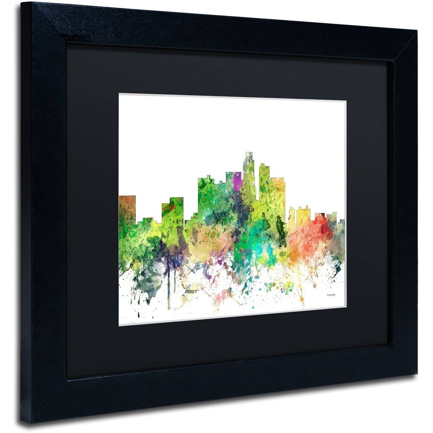 Trademark Fine Art "Los Angeles California Skyline SP" Canvas Art by Marlene Watson, Black Matte, Black Frame