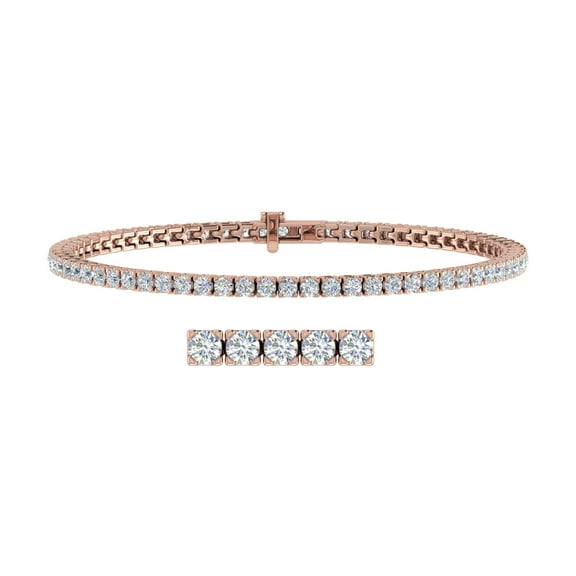 3 Carat Diamond Tennis Bracelet in 14K Rose Gold (7 Inch) - IGI Certified (SI1-SI2 Clarity)