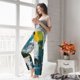 thumbnail image 5 of Fotbe Abstract Brushstrokes Green Blue Pantalones de Pijama para Mujer, Pantalones de Dormir, Pantalones Pj con Cordón y Bolsillos-Medium, 5 of 6