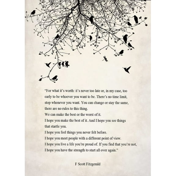 F Scott Fitzgerald Poem Wall Art poster  What It'S Worth Quote Poster Inspirational Print Canvas Wall Art For Home Office