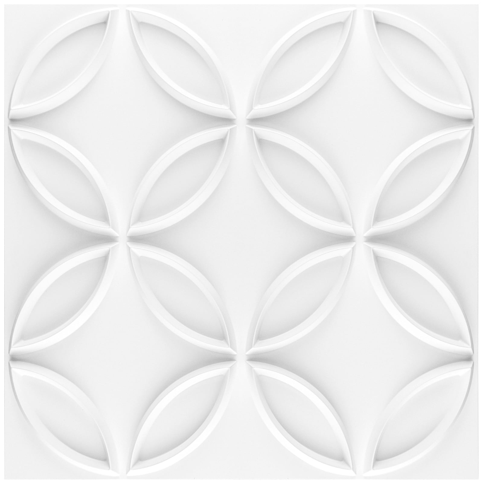 Art3d Interlocked Circles Design in White 19.7 in. x 19.7 in. PVC 3D Wall Panel (12-Pack)