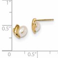 thumbnail image 2 of 14k Yellow Gold 4mm White Rice Freshwater Cultured Pearl Post Dangle Earrings Ball Button, 2 of 6