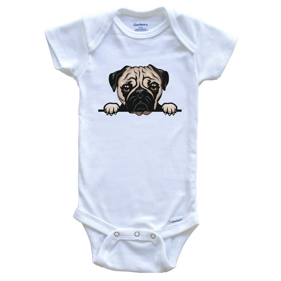 Pug Dog Breed Cute Baby Bodysuit v3, 0-3 months white
