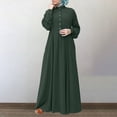 thumbnail image 4 of Robe Longue Décontractée pour Femmes Robe de Couleur Unie Bouton V Cou Robe Élégante à Manches Longues Robe Swing Grande Mode, 4 of 5