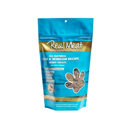 UPC: 0854893008168 | Real Meat AIr-Dried Jerky Treats Free-Range All-Natural (Fish & Venison 12oz)