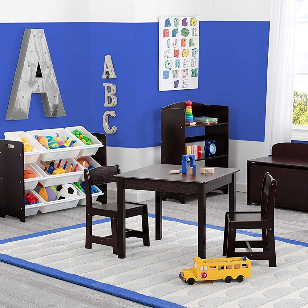 Kids Wooden Table And 4 Chairs Set, Toddler Living Room Furniture