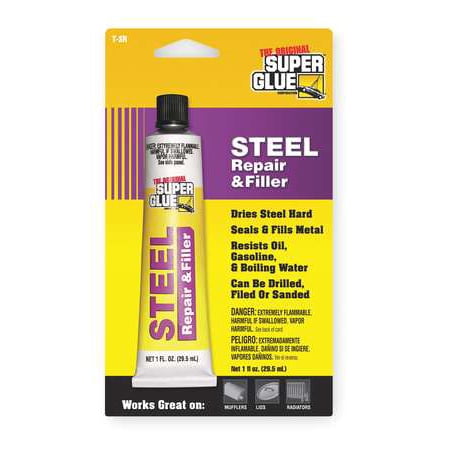 SUPER GLUE T-SR48 Gray Steel Repair And Filler, 1 fl. (Best Glue For Resin Repair)