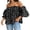 Black, variant on Cute Womens Tops Wave Dot One Shoulder Bubble Sleeve Petite Tops for Women,Coffee,S