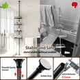 thumbnail image 6 of Shower Caddy Corner, Rustproof ABS Shower Organizer Corner with 32-125 inch Steel Poles, No Drill Shower Shelf, Corner Shower Caddy Tension 4 Shelves, Black, 6 of 7