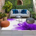 thumbnail image 2 of Purple Outdoor Rug for Patio/Deck/Porch, Non-Slip Large Area Rug 3 x 5 Ft, Boho Modern Floral Abstract Ombre Leaf White Indoor Outdoor Rugs Washable Area Rugs, Reversible Camping Rug Carpet Runner, 2 of 8