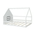 thumbnail image 6 of MAYEERTY Full Size Wood House Bed with Window and Fence, White, 6 of 17