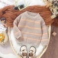 thumbnail image 2 of Huowey Kids Baby Toddler Kids Girls Boys Stripe Long Sleeve Sweaters Warm Casual Cotton Knit Sweater Relaxed Fit Dailywear, 2-3 Years, 2 of 9