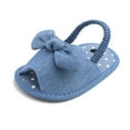 thumbnail image 5 of Infant Baby Girls Summer Bow Knot Sandals with Flower Soft Sole Newborn Toddler First Walker Crib Dress Non Slip Flats Beach Shoes (3-6 Months, Blue), 5 of 8