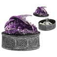 thumbnail image 2 of Sleeping Purple Dragon Oval Trinket Jewelry Box Figurine With Celtic Knotwork, 2 of 10