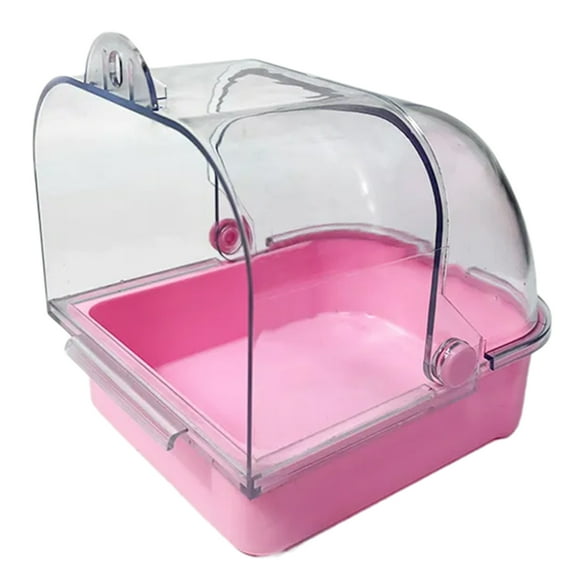 Acahhotxx bath Basins, Hangable Bird Bath Tub for Parakeets Bird Cage Bathing Basins Clear Shower Room for Small Bird Birdcages Decors - Pink