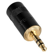 REAN Neutrik NYS231BG-LL 3.5mm Stereo Plug Connector Black with Gold Plug Large 8mm Cable Entry