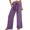 Purple, variant on Women's Casual Wide Leg Pants High Waist Solid Tie Waist Loose Long Pants with Pockets, Mint Green XXL
