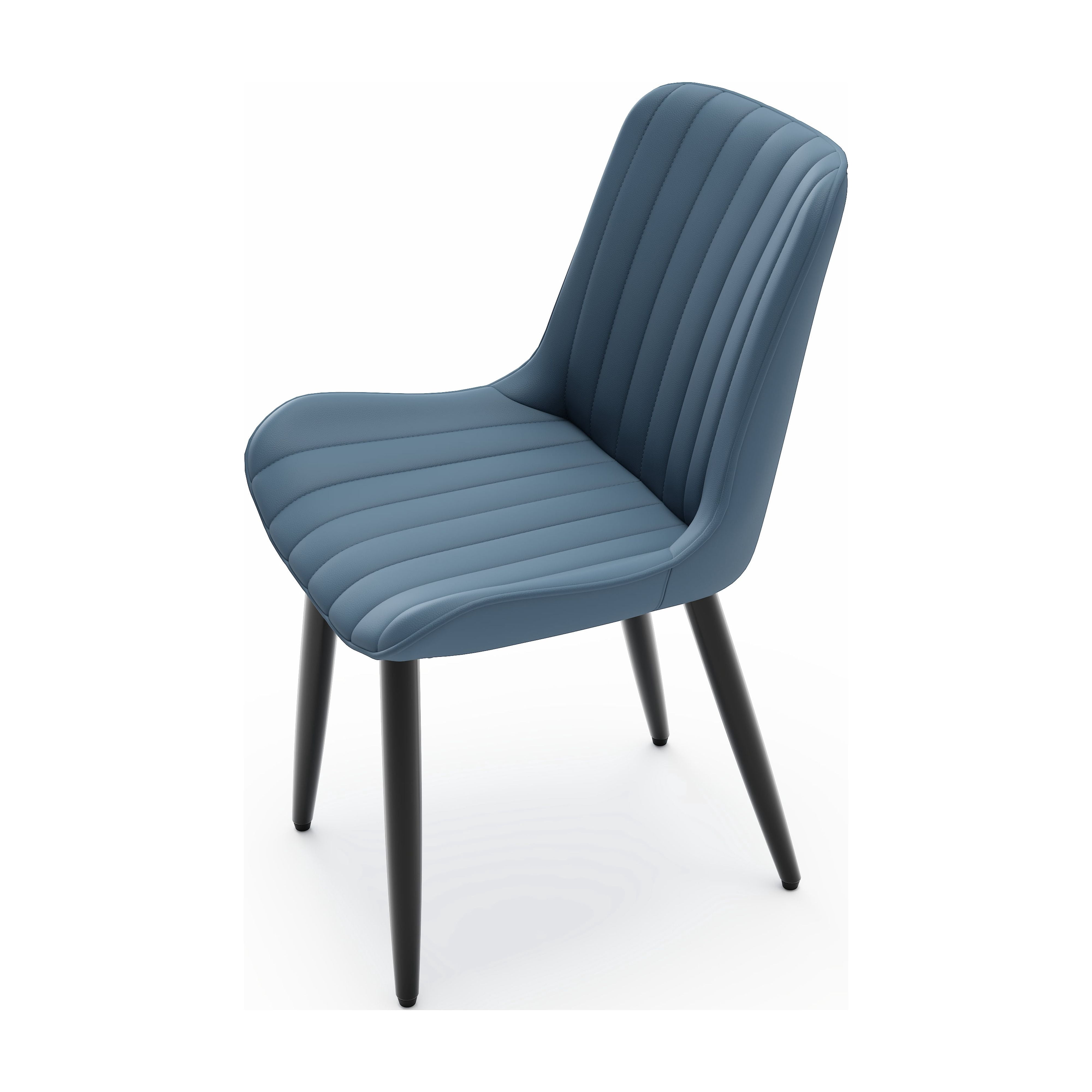 Noble House Modern PU Leather Dining Chairs with Metal Legs, Armless Side Chairs for Kitchen, Blue, Set of 4