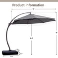 thumbnail image 5 of LAUSAINT HOME 11 FT Outdoor Patio Umbrella with Base, Aluminum Cantilever Umbrella with Crank, Gray, 5 of 7
