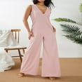 thumbnail image 3 of Combinaison en Coton Sans Manches pour Femmes Pantalon Large Ample Combinaison en Lin Grande Taille, 3 of 6