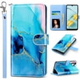 thumbnail image 1 of ULAK Samung A32 5G Case with Card Holder, Flip Folio Kickstand Leather Wallet Phone Case for Galaxy A32 FE for Women Girls, Blue Marble, 1 of 7